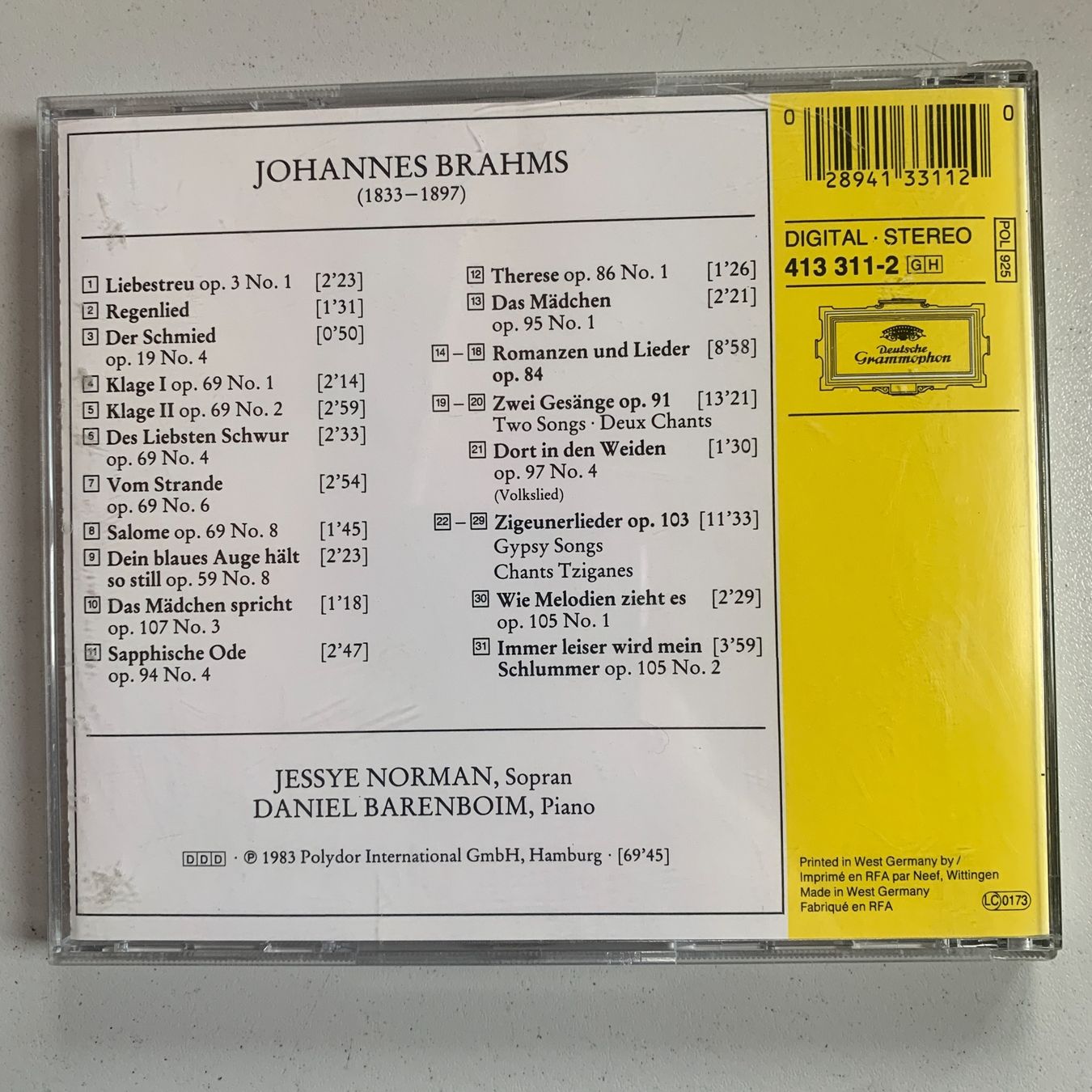 CDs: Brahms/Barenboim/Jessy Norman: Lieder – Gebraucht aus Stans von Abukadnezar 1