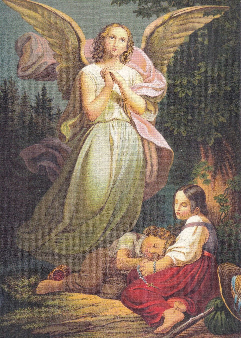 Cartoline postali: Schutzengel mit zwei Kindern – Usato da Hombrechtikon venduto da Rudolf07