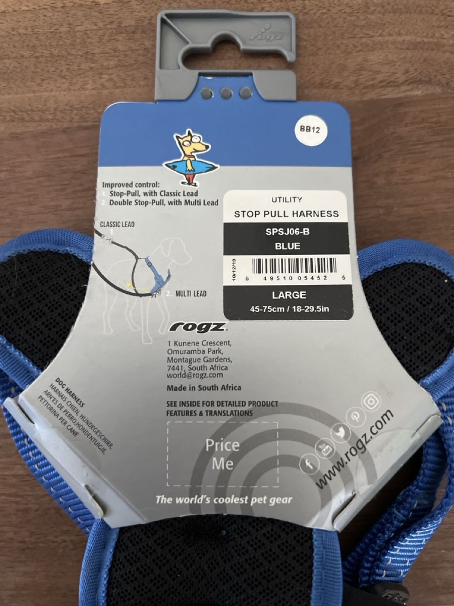 Rogz Guinzagli & Collari: Rogz Hundegeschirr Stop-Pull Blau L neu – Nuovo e nell'imballaggio originale da Hunzenschwil venduto da jaeggi1978 2