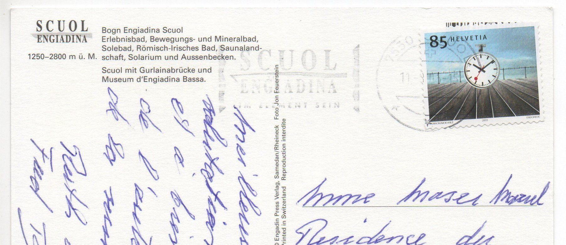 Ansichtskarten: SCUOL Bogn Engiadina – Gebraucht aus Jona von philajona 1