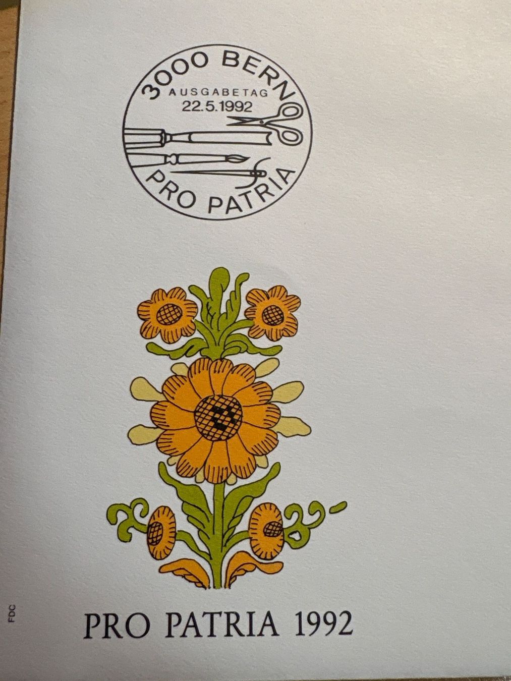 Tutti i francobolli: Pro Patria Brief 1992, Ersttagsbrief Bern, gestempelt – Usato da Ibach venduto da lisch3 1