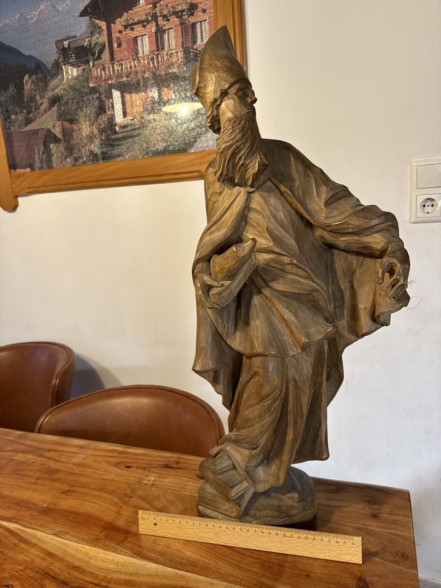 Skulpturen & Statuen: Hl. Ulrich mit Fisch holzfigur statue – Gebraucht aus Morges von SevArt 5