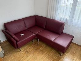 Ecksofa dunkel Rot, Leder