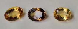3 Edelsteine Citrin facettiert oval 9/10 K, amtl. Gutachten