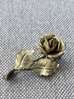 Vintage Swiss Made Brosche Rose, goldfarben