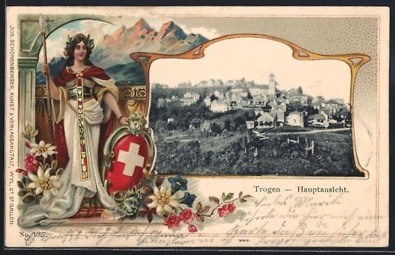 Cartoline postali: Trogen, Hauptansicht im Passepartout mit – Usato da Berlin venduto da bartko-reher