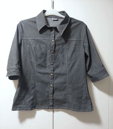 C&A Jeansbluse tailliert, 3/ Arm, Strech, Gr.44, blaugrau