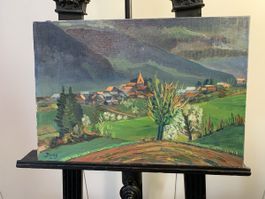 Ölgemälde Landschaft Jung 1951 signiert 55x38cm