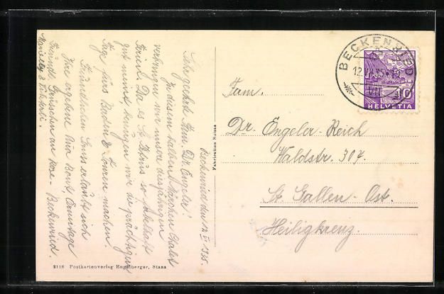 Cartoline postali: Beckenried am Vierwaldstättersee, Ermit – Usato da Berlin venduto da bartko-reher 1