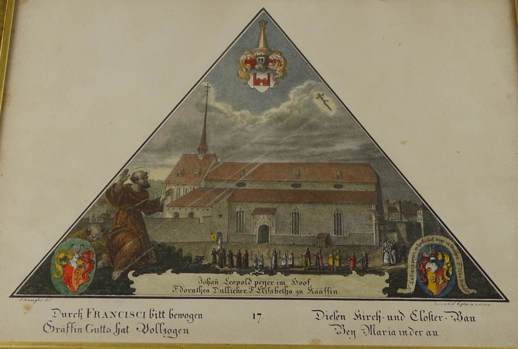 Incisioni: KLOSTER MARIA IN DER AU, LITHOGRAPHIE – Usato da Grüningen venduto da Kartensammler 1