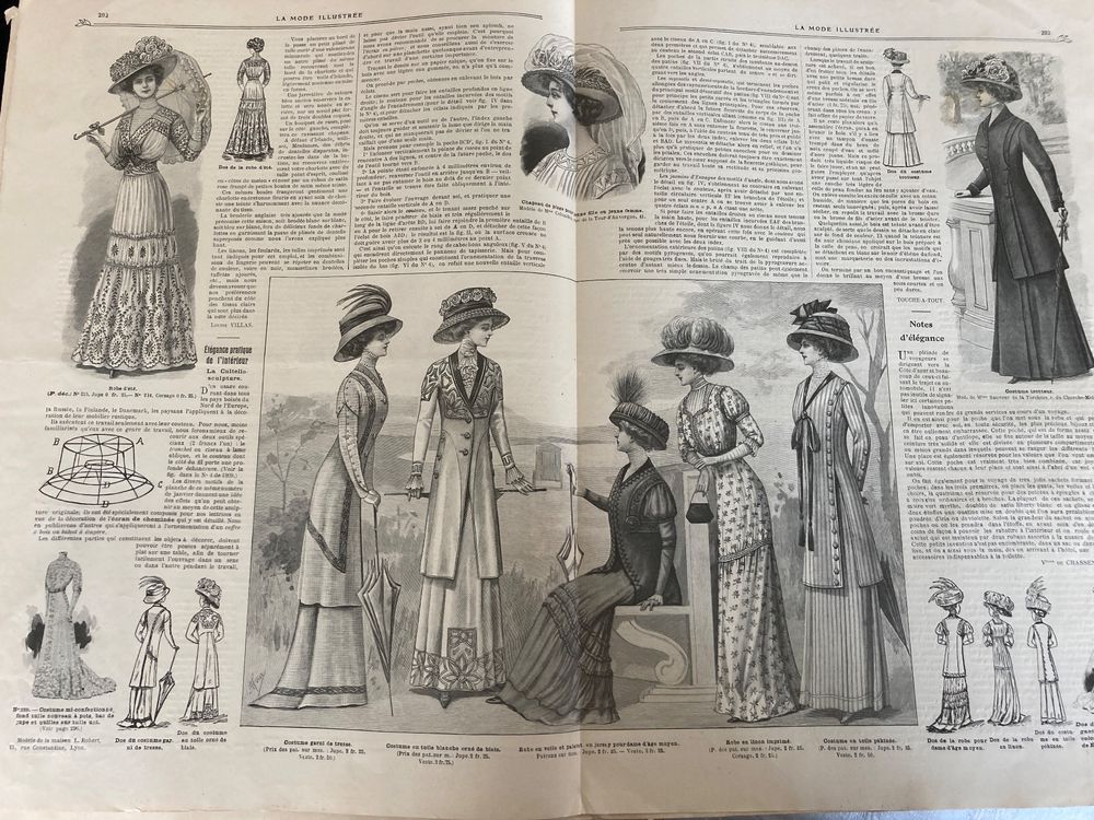 Revue Ancienne LA MODE ILLUSTRÉE N°24 De 1909 - Avec Planche De Patrons - État D'usage