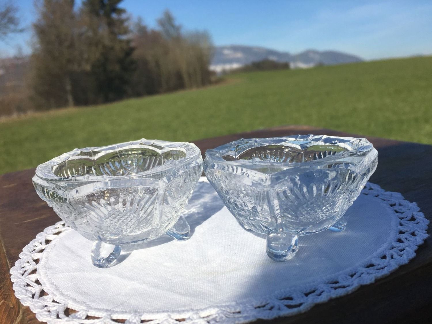 Bicchieri: 2 PRESSGLASSCHÄLCHEN MENAGE SALZ UND PFEFFER – Usato da Subingen venduto da ArtBead 1