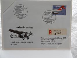 Swissair Jubiläum 1931-1981 Basel-Zürich Pro Aero Sternflug