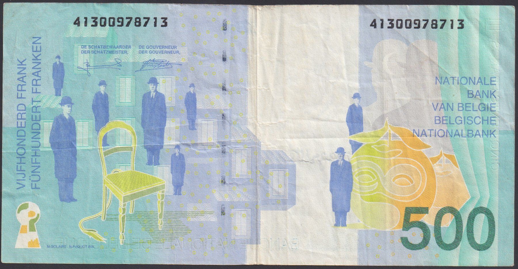 Banconote: Belgien 500 Francs 1998 – Usato da Brugg AG venduto da banknoten_muesli 1