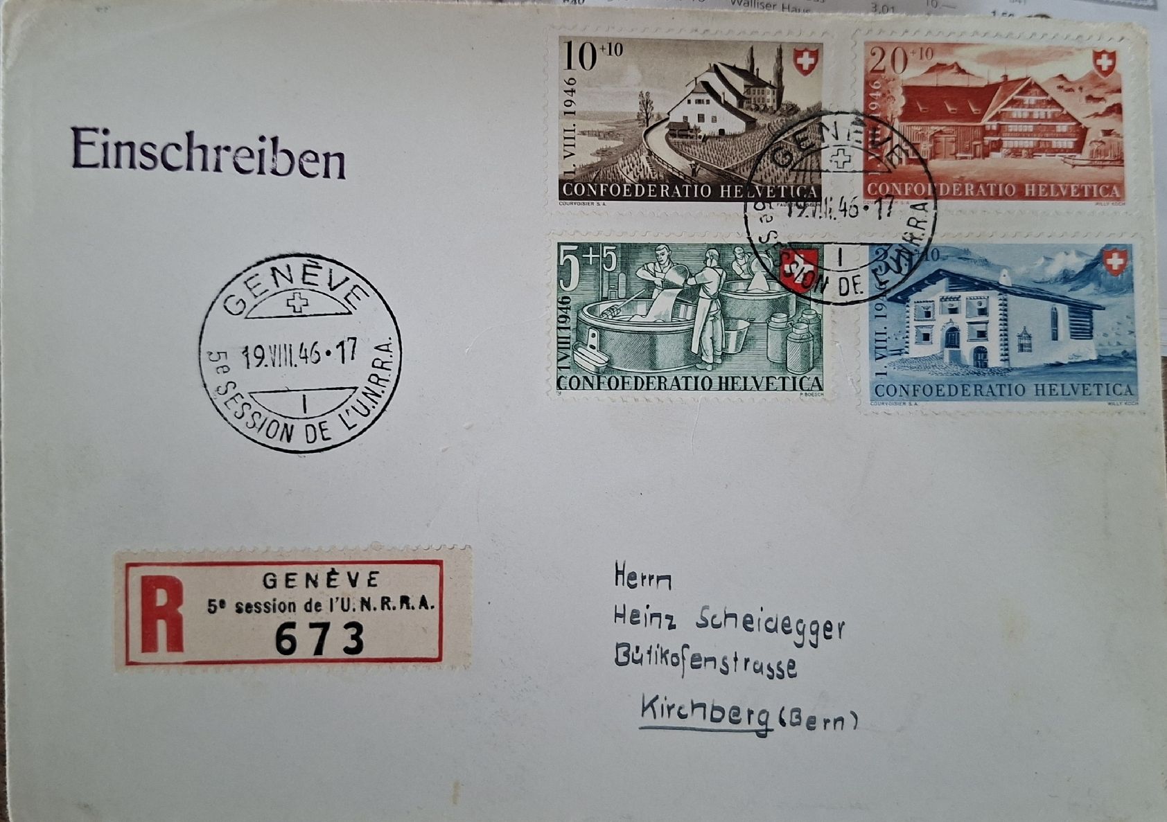 Tutti i francobolli: Pro Patria Brief 1945 Geneve  – Usato da Balgach venduto da SIMEON27