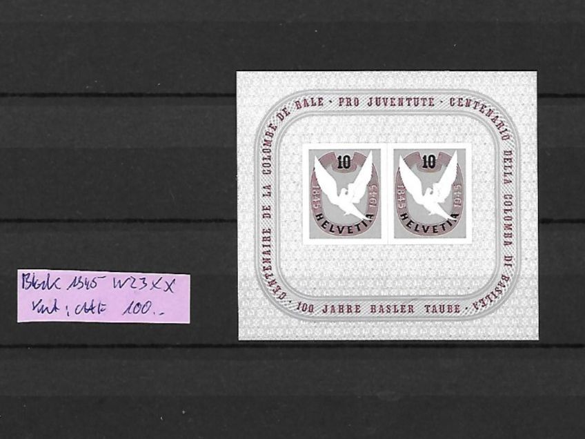 Tutti i francobolli: Block 1945 ** Kat: CHF 100.- – Nuovo (secondo la descrizione) da Basel venduto da Ilp