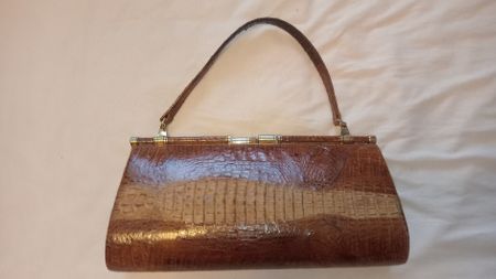 Damen Handtasche braun Kroko-Leder Optik guter Zustand