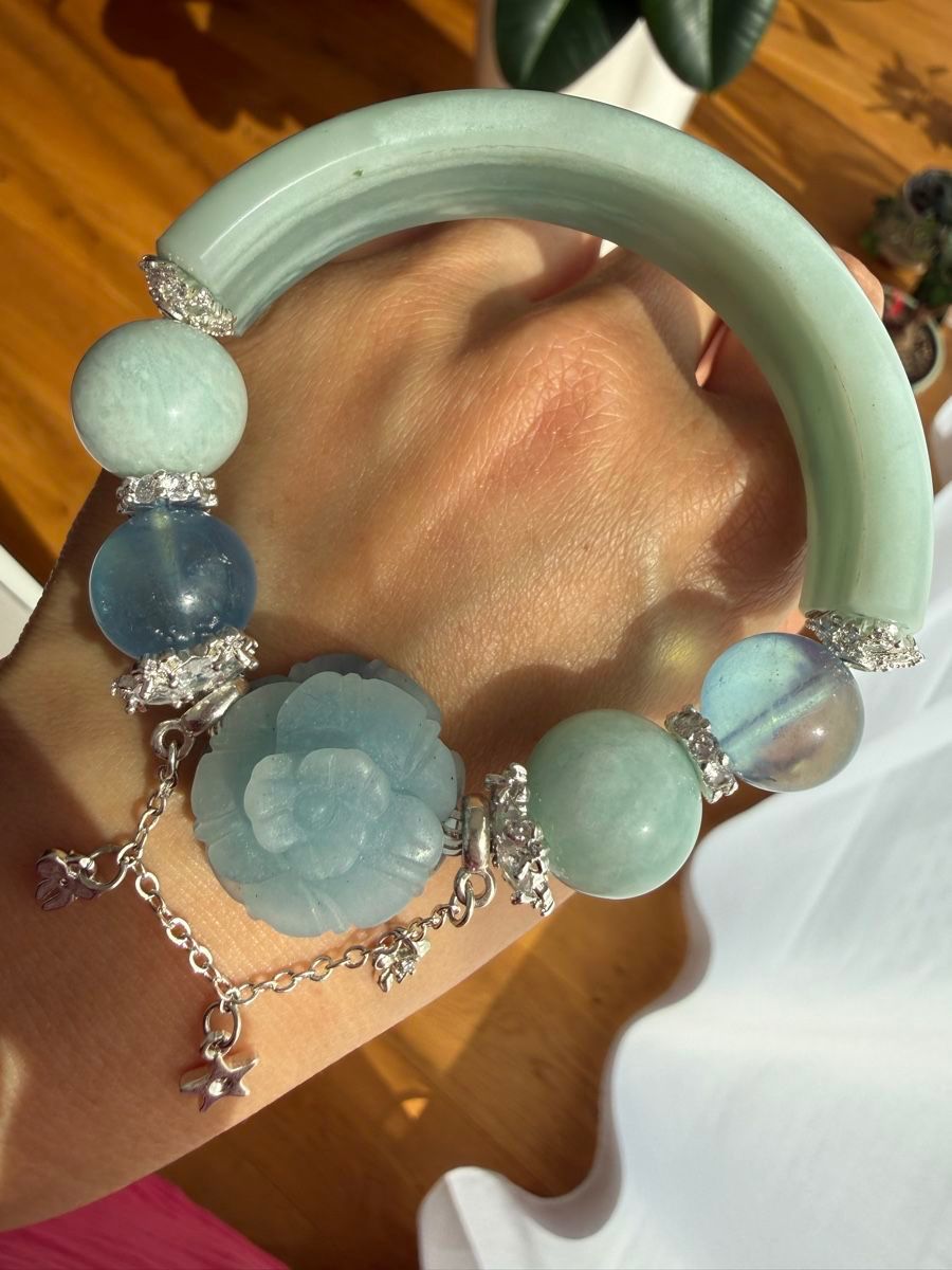 Bracciali & Braccialetti: Amazonit & Aquamarin Armband Unikat Handarbeit – Nuovo (secondo la descrizione) da St. Gallen venduto da Ammora 3