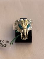 Ring Elefant Kopf Sterling Silber mit blauen Steinen Grösse 