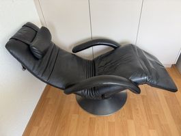 Jori Designer Leder Sessel schwarz Drehfunktion