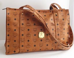 MCM Shopper Medium Cognac Canvas