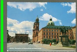 AK color München D Odeonsplatz,Theatinerk.,Feldherrnh.≈1968 
