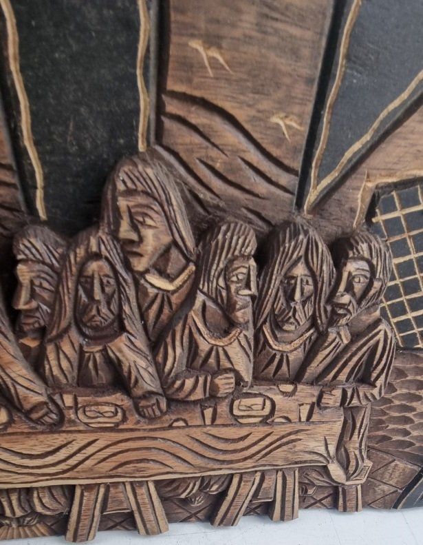 Sculture & Statue: Geschnitztes Holz Relief Das letzte Abendmahl Duda – Usato da Flums venduto da Flumsantik 4