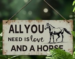 SCHILD *ALL YOU NEED IST LOVE AND A HORSE*, HOLZ
