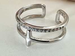925 Silberring wandelbar 2 Designs & Zirkonia Unisex Gr. 58