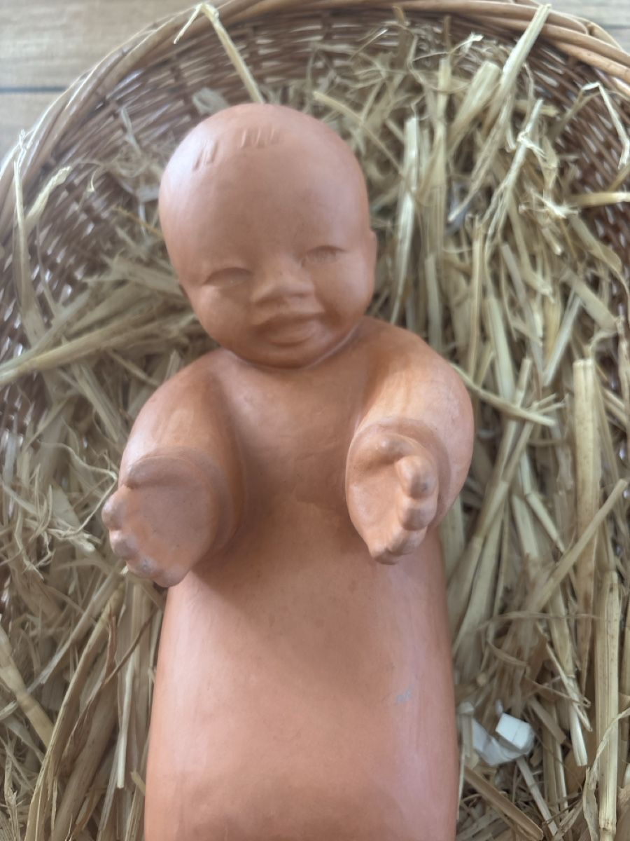 Sculture & Statue: Krippenfigur Jesuskind, Ton, handgemacht, Vintage. – Usato da Kriens venduto da Wundertuete17 1