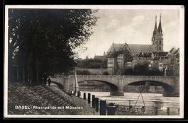 AK Basel, Rheinpartie mit Münster
