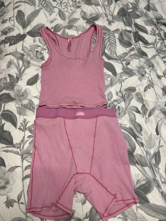 Skims cotton rib tank & boxer - pink & grey XS/S