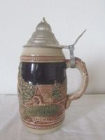 Bierkrug Keramik mit Zinndeckel Motiv Schwarzwald