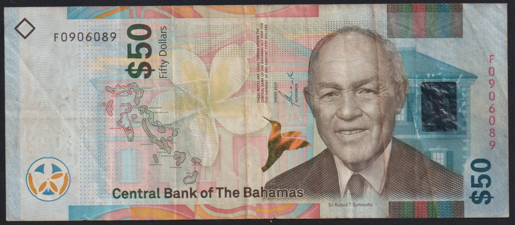 Banknoten: Bahamas 50 Dollars 2019 – Gebraucht aus Brugg AG von banknoten_muesli