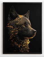 Tableau décoratif – Loup noir encadré