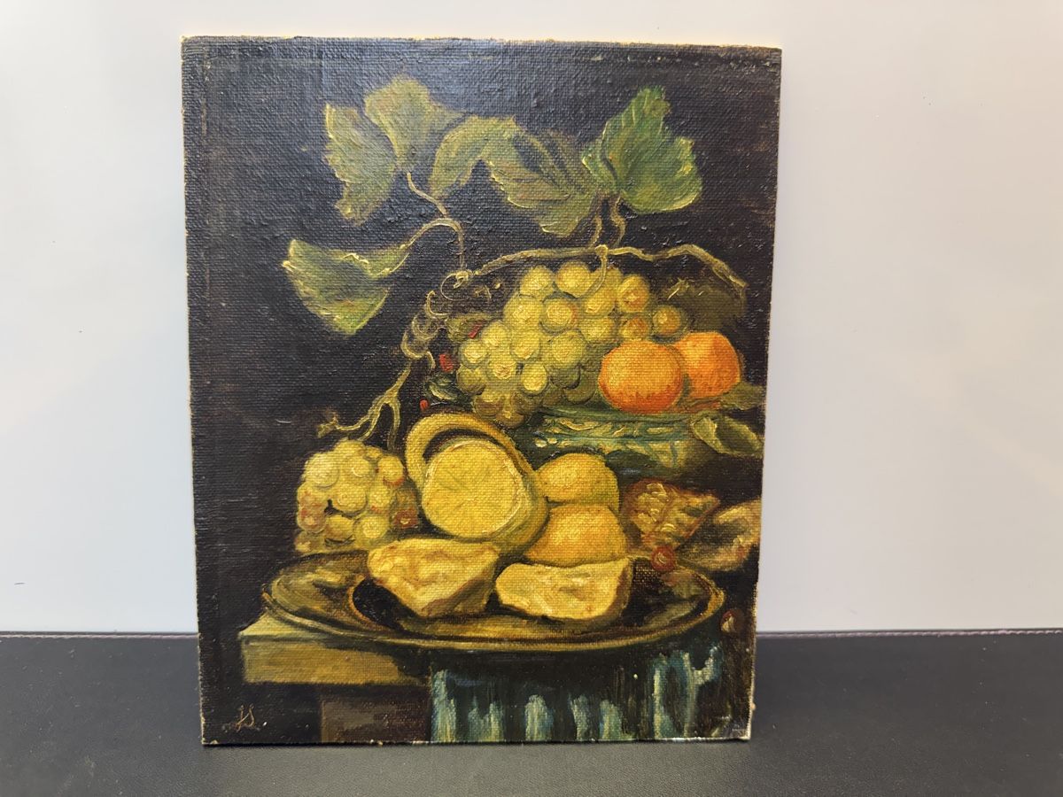 Tableaux: Antike Ölgemälde Stillleben mit Monogram – D'occasion à schaffhausen par VintAntik_1980 1