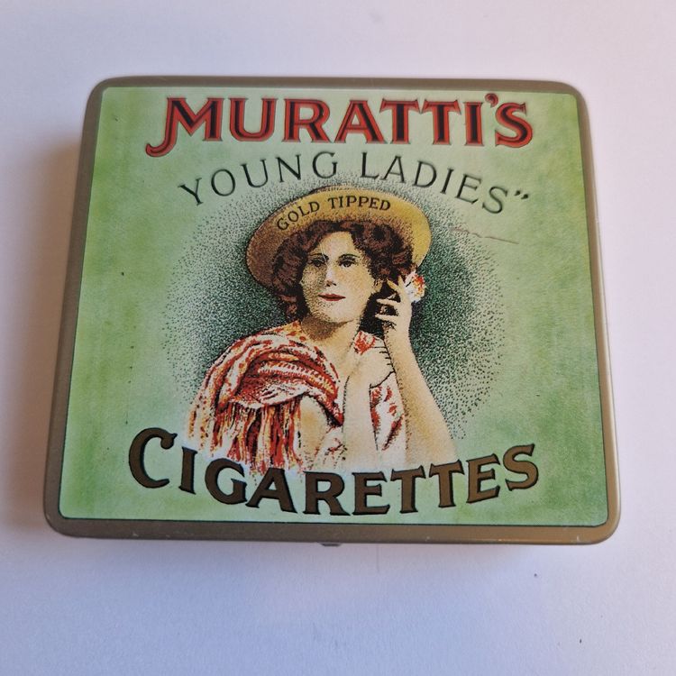 Vintage Tin Can Muratti Cigarettes Berlin Sunburst