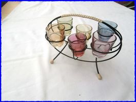 GLÄSERHALTER für 6 Shot-Gläser (Schapsgläser) - 60er-Jahre