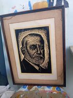 Original Linolschnitt Porträt Sigmund Freud von S. R. Pastor