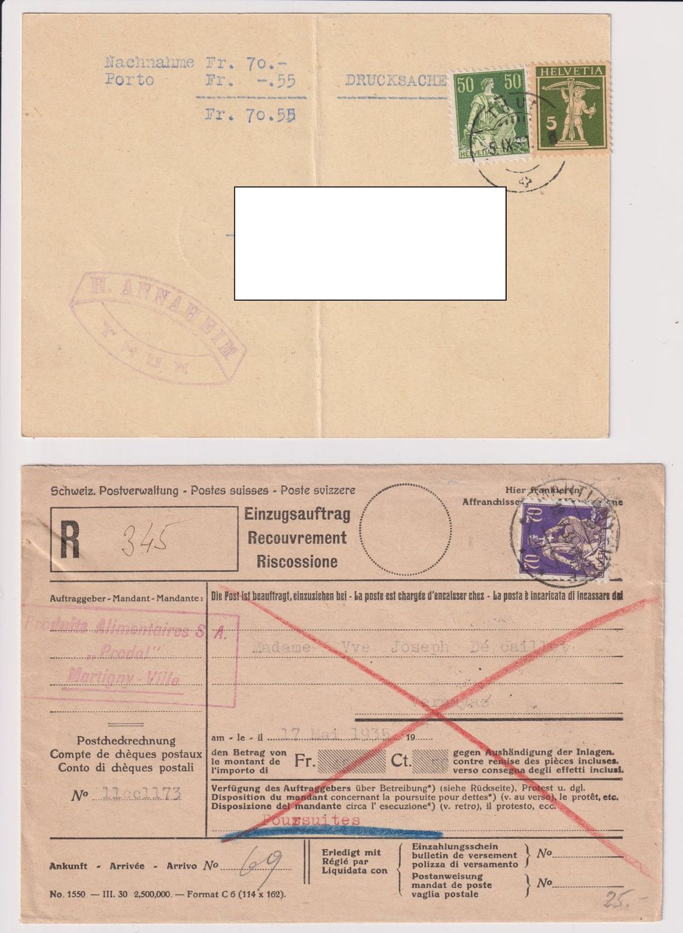 Tutti i francobolli: Verschiedene Nachnahme Belege – Usato da Bellach venduto da qsearch 1