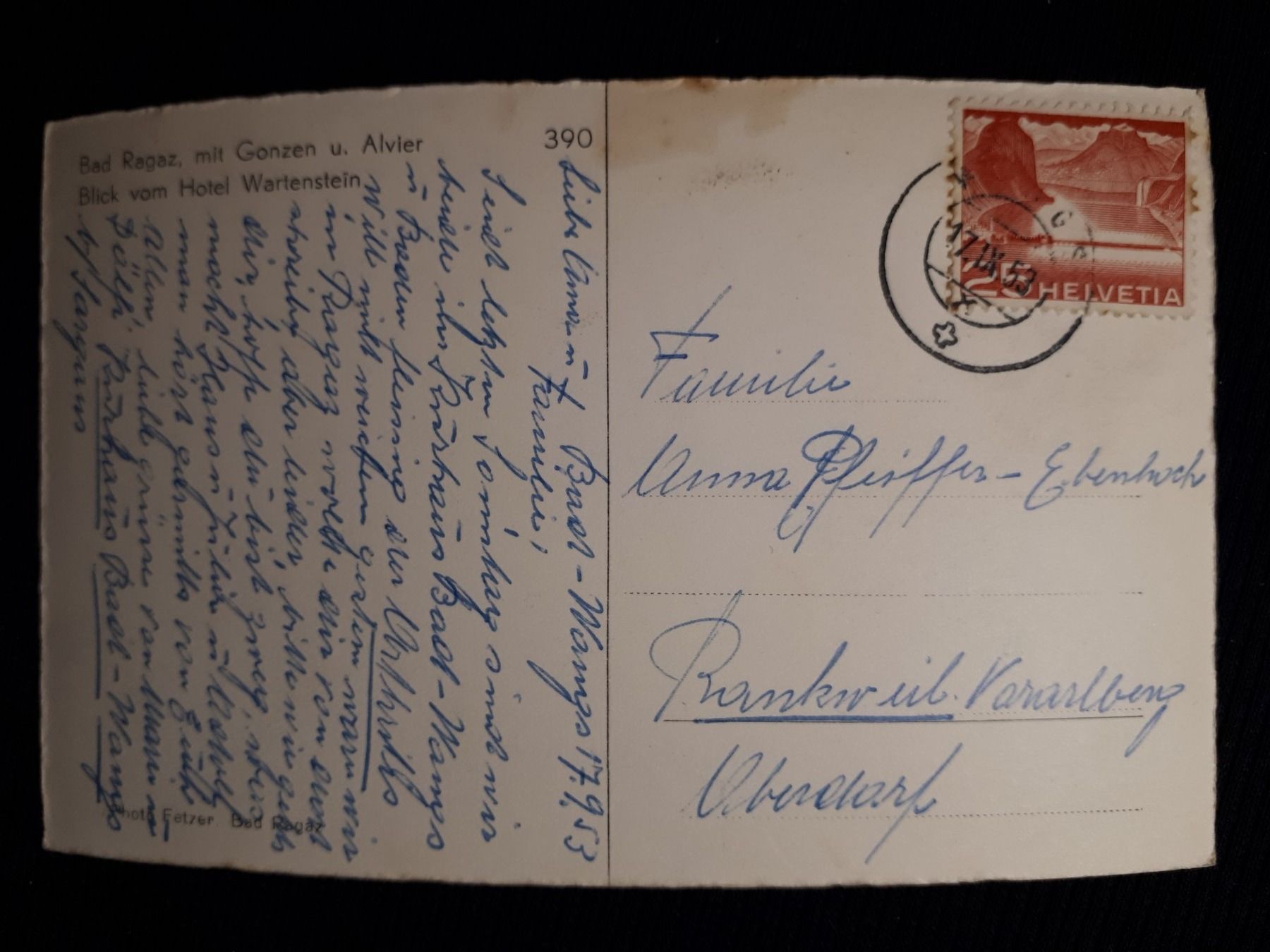 Cartoline postali: BAD RAGAZ 1953 – Usato da Ponto Valentino venduto da giorgia06 1