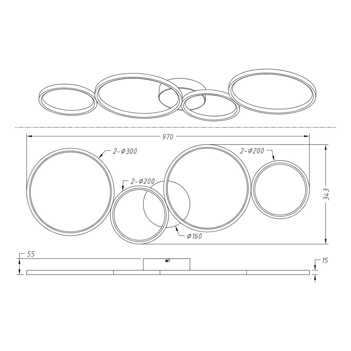 Lampadari & plafoniere: LED Deckenleuchte, Schwarz, 4 Ringe – Nuovo (secondo la descrizione) da Kreuzlingen venduto da Smart-Light 8