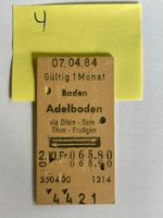 SBB Billett Baden - Adelboden 07.04.84, 1. Kl. Fr. 06.5.80