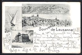 Litho Lausanne, Ortsansicht mit Kirche u