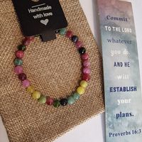 Wunderschönes Buntes Naturstein Armband/Lesezeichen. NEU