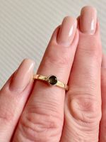 Ring Rauchquarz 925 Silber gold Stapelring fein rund 52
