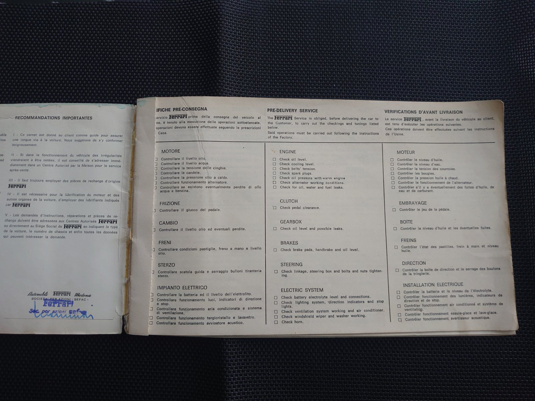 Ferrari Documenti: Ferrari Dino Serviceheft – Usato da Hallwil venduto da mike16 3