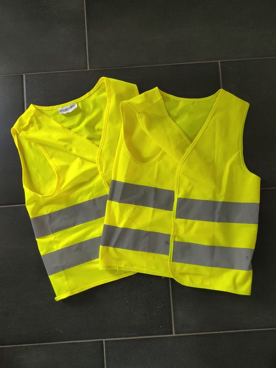 2 Stück Warnwesten Kinder - Leuchtwesten Mit Reflektorband Für 6-12 Jahre