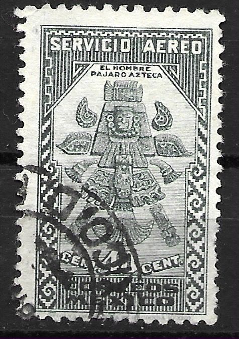 Alle Briefmarken: Mexiko 1935: Flugpost Akztekischer Vogelmensch – Gebraucht aus Zürich von Rainstamps