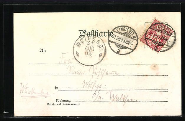 Cartoline postali: Litho Einsiedeln, Das Kloster von der Os – Usato da Berlin venduto da bartko-reher 1